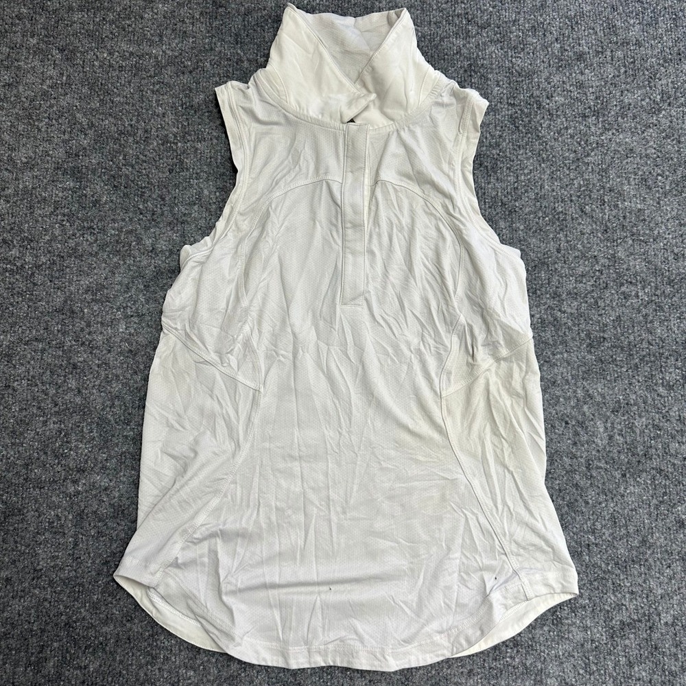 Lululemon Polo Womens Size 2 White Sleeveless Mock Neck Mesh Athletic Golf Shirt